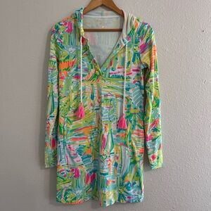 Lilly Pulitzer Rylie UPF 50+ Hooded Dress Cover-Up Swim Beach Resort size small